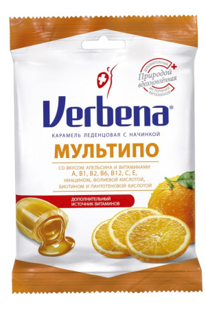VERBENA МУЛЬТИПО КАРАМЕЛЬ ЛЕДЕНЦОВАЯ С НАЧИНКОЙ 60,0