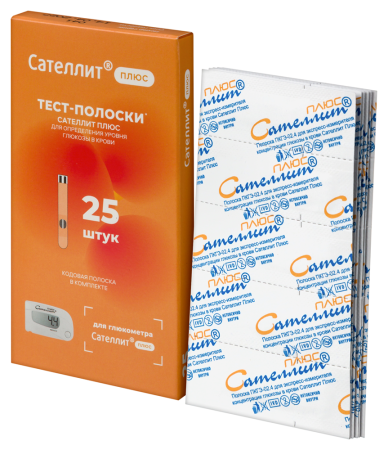 Тест-полоски д/опр. глюкозы Элта Сателлит плюс №25