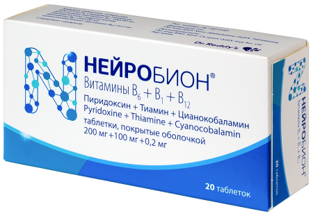 НЕЙРОБИОН 200 МГ + 100 МГ + 0,2 МГ N20 ТАБЛ П/О