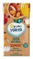 ФРУТОНЯНЯ КОМПОТ ИЗ ЯБЛОК С ЭКСТРАКТОМ ИЗЮМА И КУРАГИ 200 МЛ