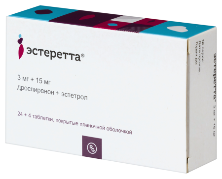 Эстеретта таб. п.п.о. 3мг+15мг N28