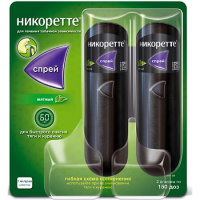 Никоретте спрей д/слиз обол пол рта дозир (мятный) 1 мг/доза фл 13,2 мл х2 ^