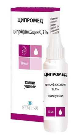 ЦИПРОМЕД 0,3% 10МЛ УШНЫЕ КАПЛИ ФЛАК/КАП