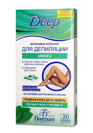 FLORESAN DEEP DEPIL ВОСКОВЫЕ ПОЛОСКИ ДЛЯ ДЕПИЛЯЦИИ <UNISEX> С МЯТОЙ N20