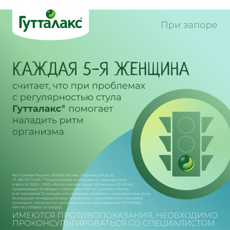 ГУТТАЛАКС 5 МГ N20 ТАБЛ