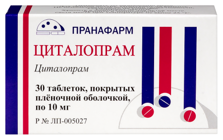 ЦИТАЛОПРАМ 10 МГ N30 ТАБЛ П/ПЛЕН/ОБОЛОЧ /ПРАНАФАРМ/