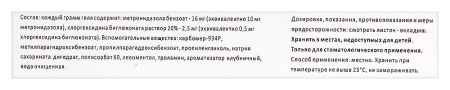 МЕТРОДЕНТ 10 МГ/Г + 0,5 МГ/Г 20,0 ГЕЛЬ СТОМАТОЛОГИЧЕСКИЙ/КЛУБНИКА/