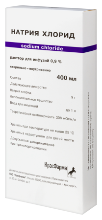 НАТРИЯ ХЛОРИД 0,9% 400МЛ N1 КОНТЕЙНЕР Р-Р Д/ИНФ /КРАСФАРМА