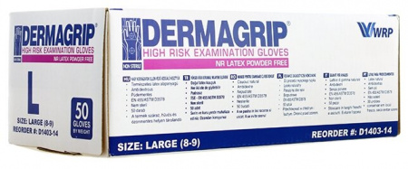Перчатки Dermagrip High Risk р.L 25 пар смотр, повыш/прочн, н/стер, н/опудр. лат