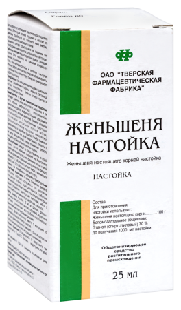 ЖЕНЬШЕНЯ НАСТОЙКА 25МЛ Н-КА/ТВЕРСКАЯ ФФ/