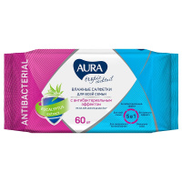 AURA САЛФЕТКИ ВЛАЖНЫЕ С АНТИБАКТЕРИАЛЬНЫМ ЭФФЕКТОМ TROPIC COCKTAIL N60