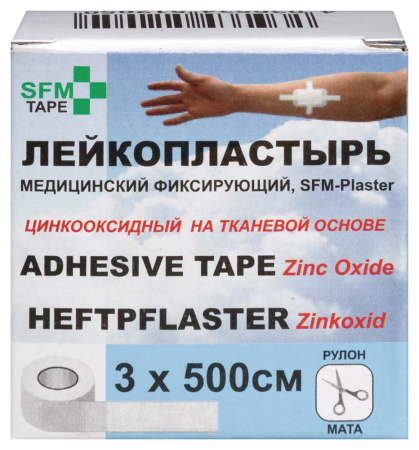 ЛЕЙКОПЛАСТЫРЬ SFM-PLASTER МЕДИЦИНСКИЙ ФИКСИРУЮЩИЙ ТКАНЕВЫЙ 3X500СМ