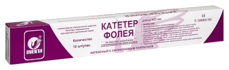 КАТЕТЕР ФОЛЕЯ INEKTA ЛАТЕКСНЫЙ С СИЛИКОНОВЫМ ПОКРЫТИЕМ 2-ХОДОВЫЙ CH24 30МЛ N10