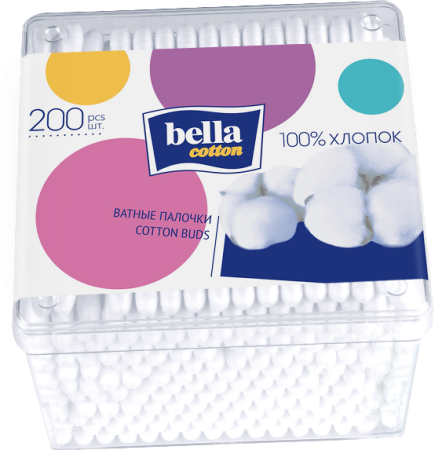 Ватные палочки Белла коттон N200 (пласт короб)