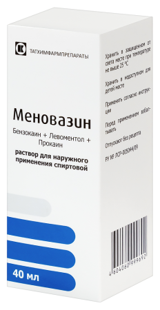 Меновазин р-р д/наруж прим (спирт) фл с расп 40 мл х1