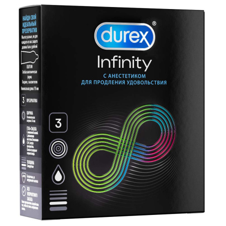 Дюрекс Презервативы Infinity с анестетиком, гладк вар 2 х3