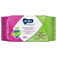 AURA САЛФЕТКИ ВЛАЖНЫЕ С АНТИБАКТЕРИАЛЬНЫМ ЭФФЕКТОМ TROPIC COCKTAIL N60