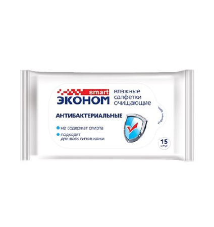 ЭКОНОМ SMART ВЛАЖНЫЕ САЛФЕТКИ АНТИБАКТЕРИАЛЬНЫЕ N15