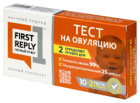 ТЕСТ ПОЛОСКА ДЛЯ ОПРЕДЕЛЕНИЯ ВРЕМЕНИ ОВУЛЯЦИИ FIRST REPLY ПЕРВЫЙ ОТВЕТ N10+2 ТЕСТА В ПОДАРОК