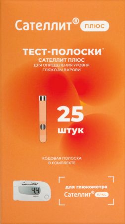Тест-полоски д/опр. глюкозы Элта Сателлит плюс №25