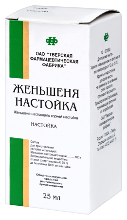 ЖЕНЬШЕНЯ НАСТОЙКА 25МЛ Н-КА/ТВЕРСКАЯ ФФ/