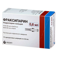 Фраксипарин р-р п/к введ 9500 МЕ Анти-Ха/мл шпр.однор 0,6 мл мл х10 ^