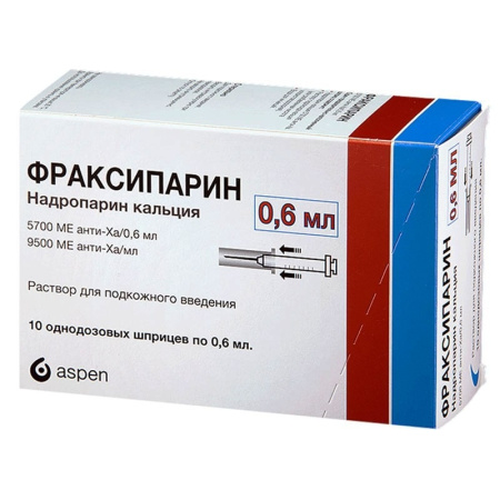 Фраксипарин р-р п/к введ 9500 МЕ Анти-Ха/мл шпр.однор 0,6 мл мл х10 ^