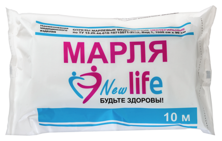 ОТРЕЗ МАРЛЕВЫЙ МЕДИЦИНСКИЙ НЕСТЕРИЛЬНЫЙ LIFE 90CМХ10М