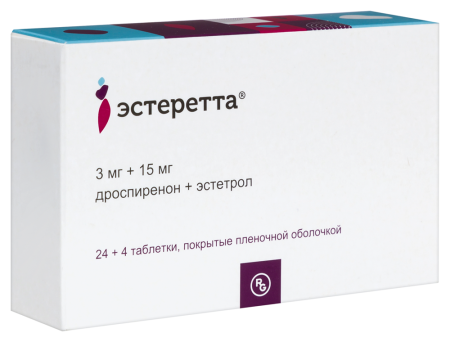 Эстеретта таб. п.п.о. 3мг+15мг N28