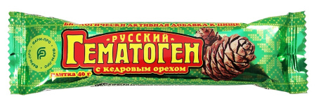 ГЕМАТОГЕН РУССКИЙ С КЕДРОВЫМ ОРЕХОМ 40,0 ПЛИТ