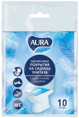 AURA ОДНОРАЗОВОЕ ПОКРЫТИЕ НА СИДЕНЬЕ УНИТАЗА 10ШТ /АКЦИЯ за 1 шт./