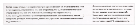 МЕТРОДЕНТ 10 МГ/Г + 0,5 МГ/Г 20,0 ГЕЛЬ СТОМАТОЛОГИЧЕСКИЙ/АНАНАС/