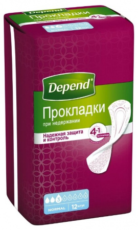 Прокладки урологич Депенд д/женщин нормал N12
