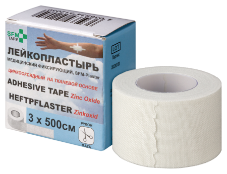 ЛЕЙКОПЛАСТЫРЬ SFM-PLASTER МЕДИЦИНСКИЙ ФИКСИРУЮЩИЙ ТКАНЕВЫЙ 3X500СМ